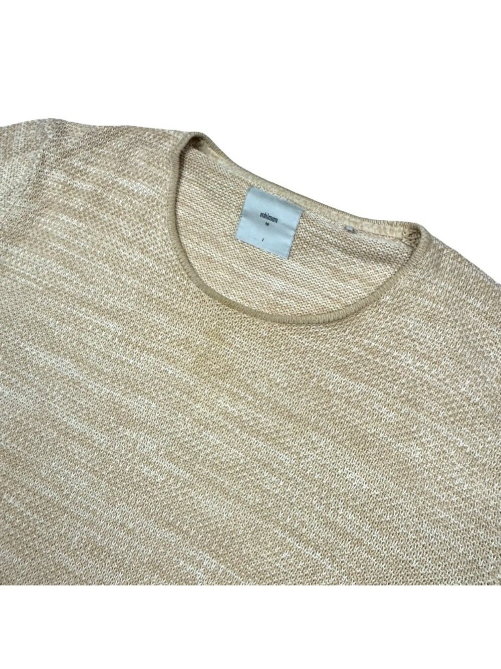 Minimum Denmark Men’s Reiswood 100% Cotton L/S Pullover Sweater Tan • Medium